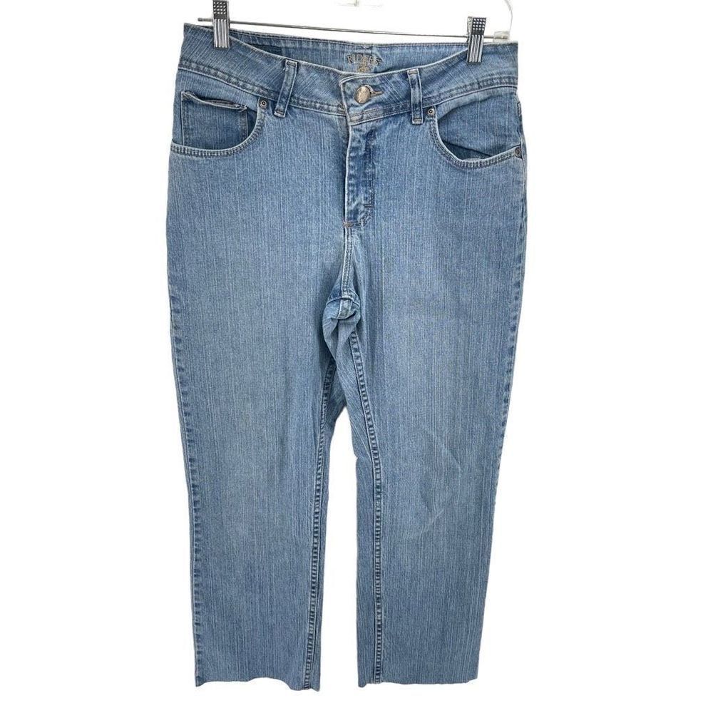 Riders By Lee Womens Tapered Jeans Flower Embroidered Light Wash Blue Size 10P